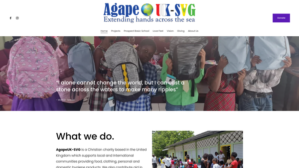 Screenshot of the Agapeuk-Svg website