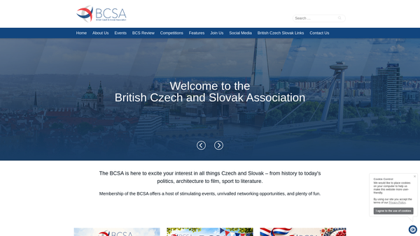 Screenshot of the British Czech And Slovak Association website