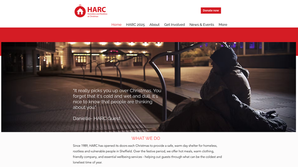 Screenshot of the Homeless And Rootless At Christmas website