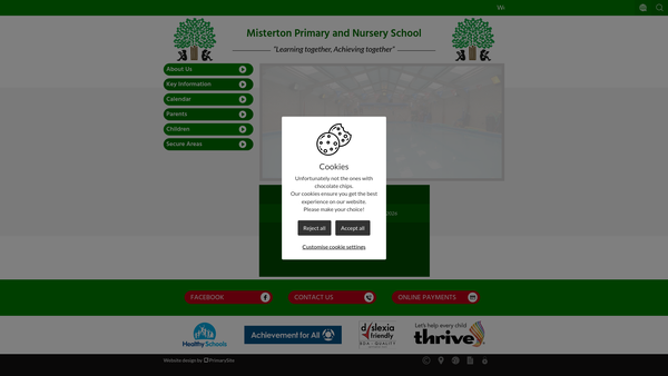 Screenshot of the Misterton Primary School Fund website
