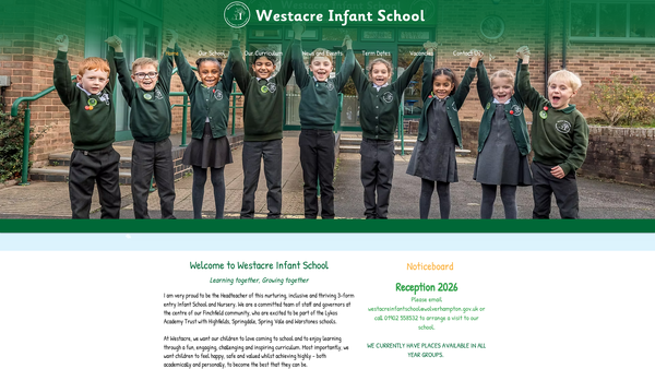 Screenshot of the Westacre Infant School Fund website