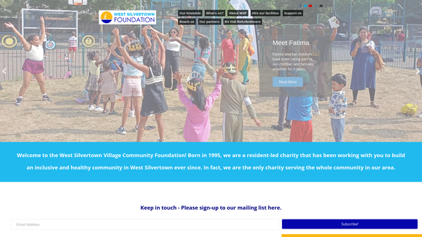 Screenshot of the West Silvertown Village Community Foundation website