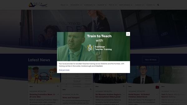 Screenshot of the The Vale Of Ancholme Technology College Parents' Association website