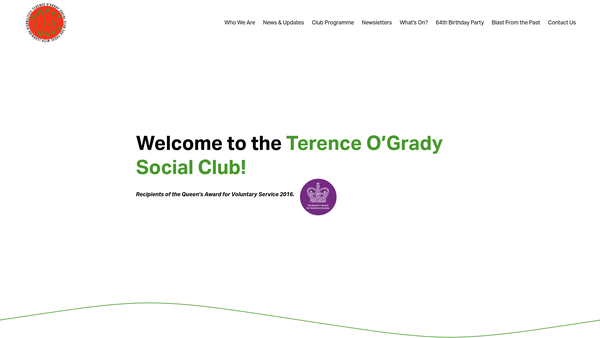 Screenshot of the Terence O'grady Social Club For People With Learning Difficulties website
