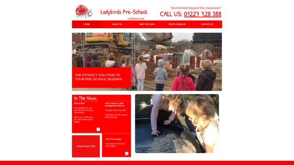 Screenshot of the Littlebourne Ladybirds Playgroup website