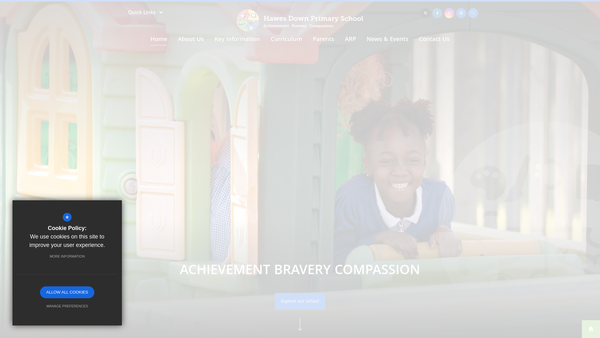 Screenshot of the Hawes Down Primary School Parents Teacher Association website