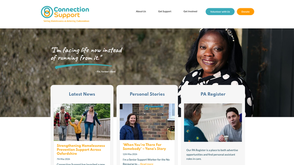 Screenshot of the Connection Support website