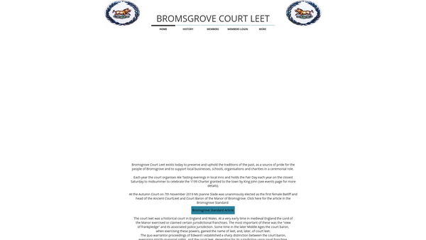 Screenshot of the Bromsgrove Court Leet Charity Account website