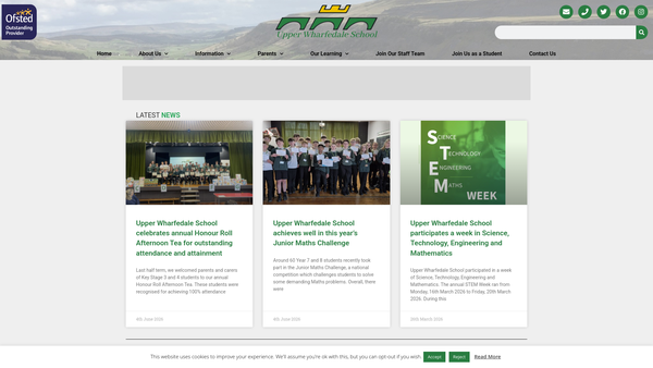 Screenshot of the Upper Wharfedale School Fund website