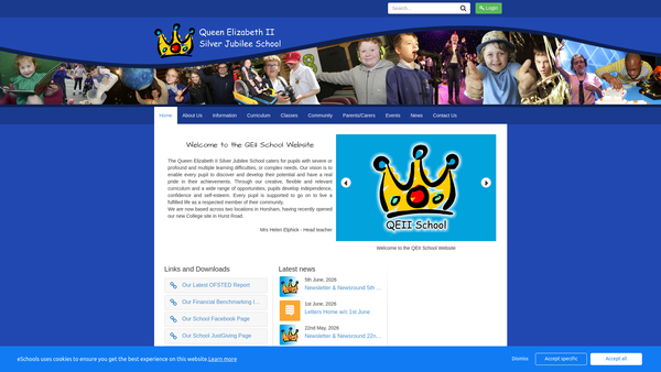 Screenshot of the QE2 (Horsham) Trust website