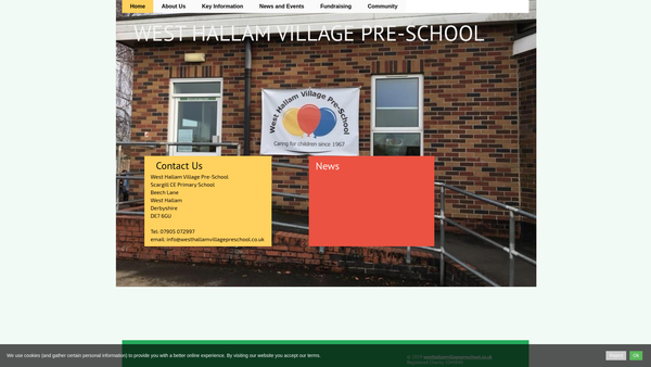 Screenshot of the West Hallam Village Pre School Pre-School website