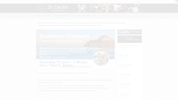 Screenshot of the Ripon St Cecilia Society Ltd website