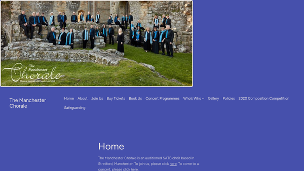 Screenshot of the The Manchester Chorale website