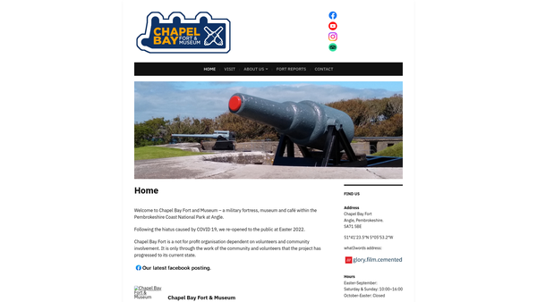Screenshot of the Chapel Bay Fort And Museum website