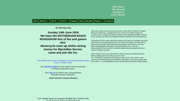 Screenshot of the South Yorkshire Transport Museum Ltd website