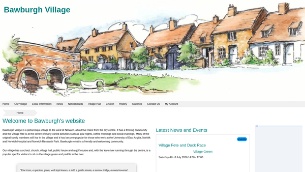 Screenshot of the Bawburgh Village Hall website