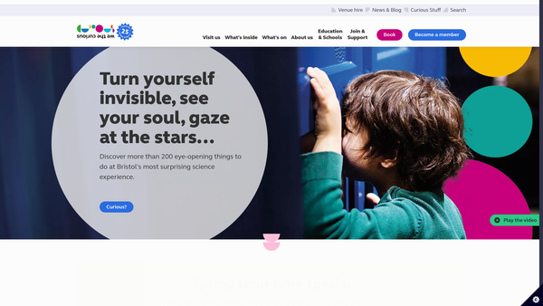 Screenshot of the We The Curious Limited website