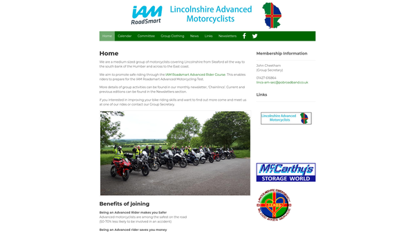 Screenshot of the Lincolnshire Group Of Advanced Motorcyclists website