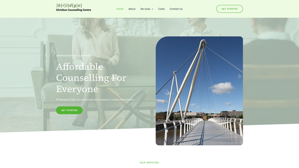 Screenshot of the Bridge Christian Counselling Centre website