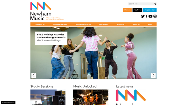 Screenshot of the Newham Music Trust website