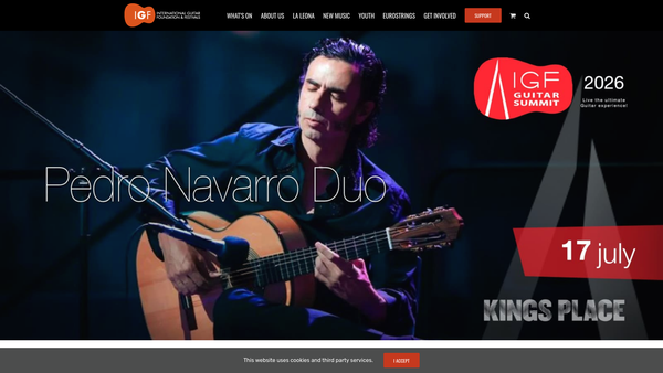 Screenshot of the International Guitar Foundation & Festivals website