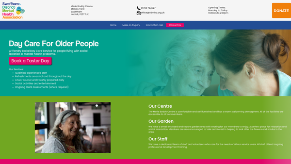 Screenshot of the Swaffham And District Mental Health Association Limited website