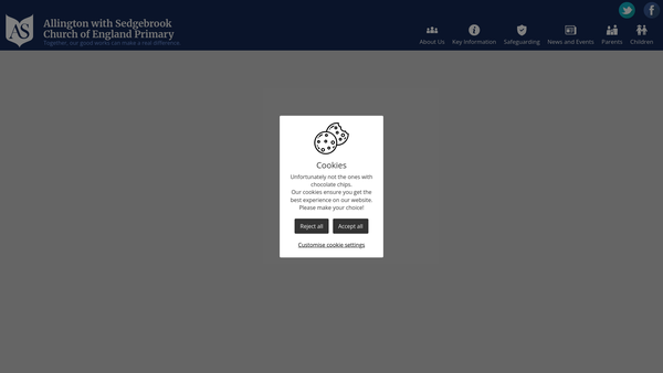 Screenshot of the Allington With Sedgebrook C E Primary School Fund website