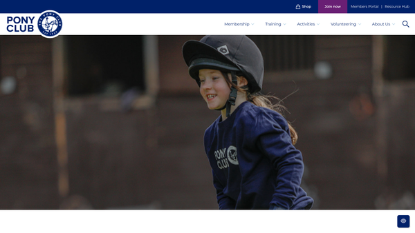 Screenshot of the The Pony Club website