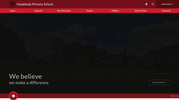 Screenshot of the Headlands County Primary School Fund website