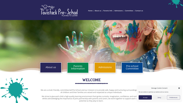 Screenshot of the Tavistock Pre-School Group website