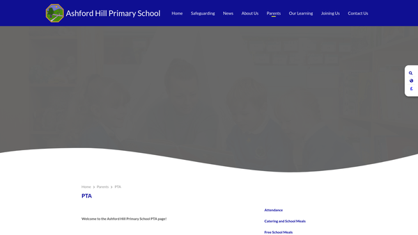 Screenshot of the The Ashford Hill Primary School Parent Teacher Association website