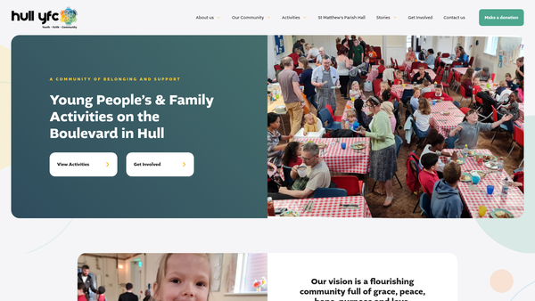 Screenshot of the Hull YFC website