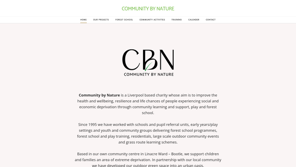 Screenshot of the Community By Nature Ltd website