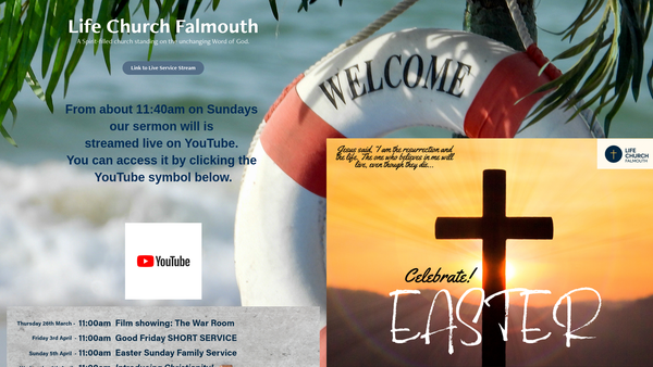 Screenshot of the Life Church Falmouth website