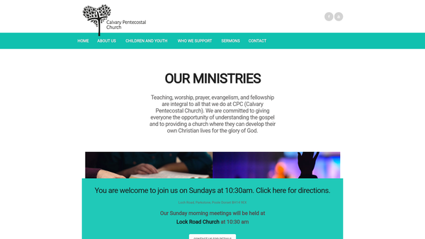 Screenshot of the Calvary Pentecostal Church website