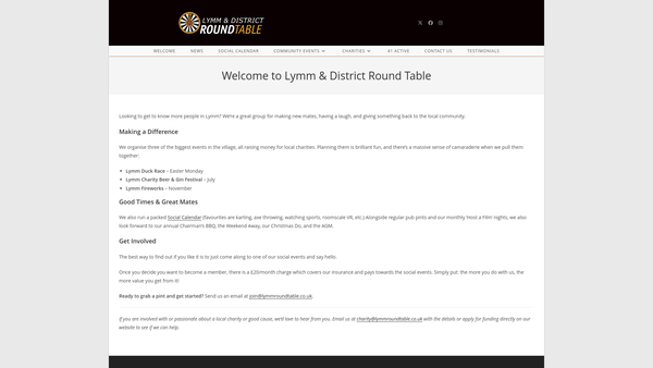 Screenshot of the Lymm And District Round Table Number 796 website