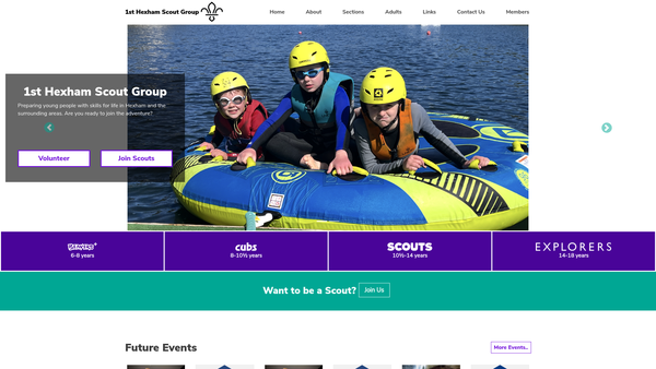 Screenshot of the Ist Hexham Scout Group website