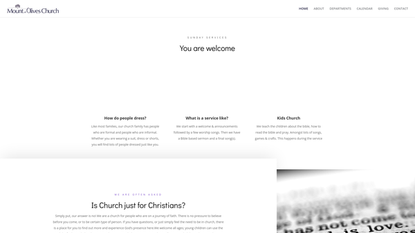 Screenshot of the Mount Of Olives, Coleford website