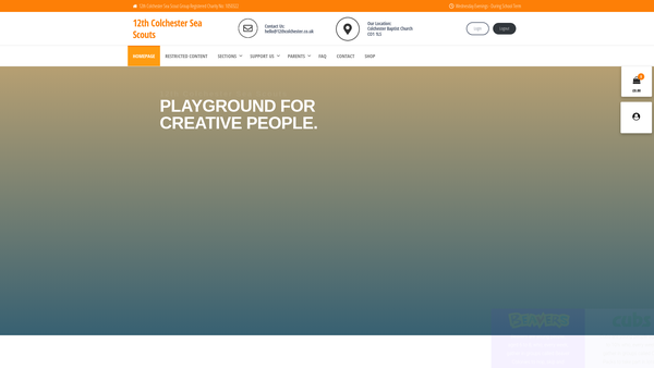 Screenshot of the 12th Colchester Sea Scout Group website
