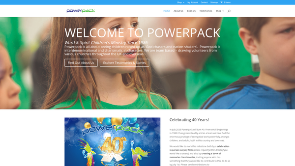 Screenshot of the The Powerpack Trust website