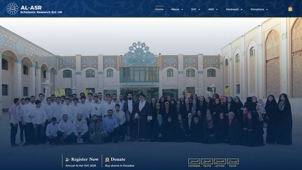Screenshot of the Al-Asr Scholastic Research Establishment London UK website