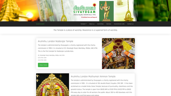 Screenshot of the Sivayogam website