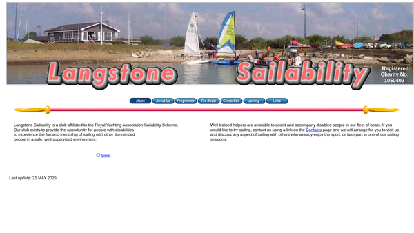 Screenshot of the Havant And District Sports Association For The Disabled website