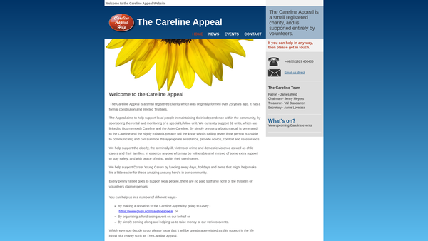 Screenshot of the The Careline Appeal Fund website