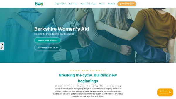 Screenshot of the Berkshire Women's Aid website