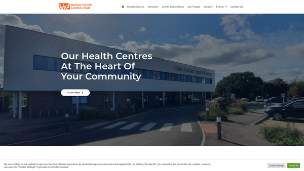 Screenshot of the The Harlow Health Centres Trust Limited website