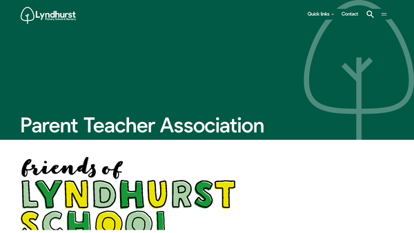 Screenshot of the Lyndhurst School Association website