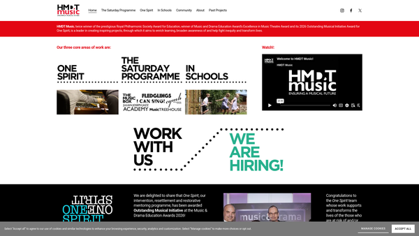 Screenshot of the HMDT Music website