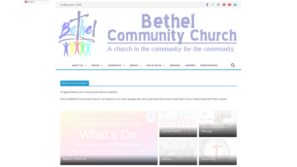 Screenshot of the Bethel Community Church website