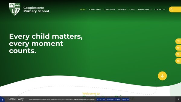 Screenshot of the Copplestone Parent Teacher Association website